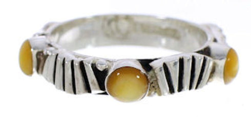 Sterling Silver Yellow Mother Of Pearl Stackable Ring Size 5 UX34857